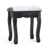 Vanity Table and Chair Set;  Makeup Dressing Table with 360-degree-rotating Mirror and 4 Drawers;  Thick Padded Stool - Black