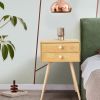 Mid Century Modern 2 Drawers Nightstand in Natural