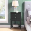 conifferism Tall Bed Side Tables Black,Large Wood Nightstand with 2 Drawers 28 inch Height for Living Room,Sofa End Table with Storage Shelf for Home