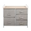 3-Tier Storage Dresser with 5 Non-woven Fabric Drawers for Living Room;  Bedroom and Entryway