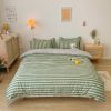 Washed Cotton Bedding 4 Piece Set 1.5m-2.2m Quilt Cover Sheet Pillowcase Plaid Stripes Student Dormitory Adult Child Boys Girls