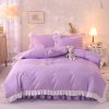 Princess Style Girl Brushed Multicolor 4-piece Set Quilt Cover Sheet Pillowcase Spring Autumn Winter Solid Fleece Thick Bedskirt