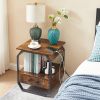 End table Side table with Charging Station; sofa side table with drawers;  bedside table for bedroom