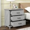 Modern Bedroom Nightstand with 3 Drawers Storage