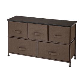 2-Tier Wide Closet Dresser, Nursery Dresser Tower With 5 Easy Pull Fabric Drawers And Metal Frame, Multi-Purpose Organizer Unit For Closets, Dorm Room (Color: Brown)