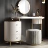 Modern Makeup Vanity Table With LED Lighted Mirror;  Dressing Table with Movable Tray Top;  4 Solid Wood Drawer;  Without Stool;  43"