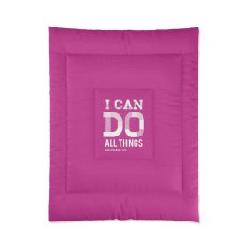 Bedding, Pink And White I Can Do All Things Philippians 4:13 Graphic Text Style Comforter (size: 68x88)