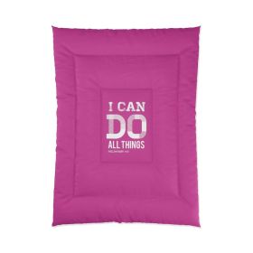 Bedding, Pink And White I Can Do All Things Philippians 4:13 Graphic Text Style Comforter (size: 68x92)