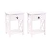 Set of 2 Wooden Nightstand;  X-Shaped Sofa Side Table End Table with Drawer and Open Shelf;  Bedroom Living Room Furniture