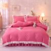 Princess Style Girl Brushed Multicolor 4-piece Set Quilt Cover Sheet Pillowcase Spring Autumn Winter Solid Fleece Thick Bedskirt