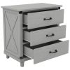 Modern Bedroom Nightstand with 3 Drawers Storage