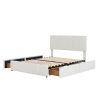 Full Size Upholstery Platform Bed with Four Drawers on Two Sides,Adjustable Headboard