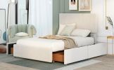 Full Size Upholstery Platform Bed with Four Drawers on Two Sides,Adjustable Headboard