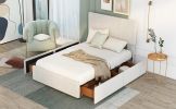 Full Size Upholstery Platform Bed with Four Drawers on Two Sides,Adjustable Headboard