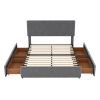 Full Size Upholstery Platform Bed with Four Drawers on Two Sides,Adjustable Headboard