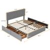 Full Size Upholstery Platform Bed with Four Drawers on Two Sides,Adjustable Headboard