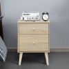 Modern Concise Decor End Side Table With 2-Drawer Nightstand