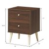 Modern Concise Decor End Side Table With 2-Drawer Nightstand