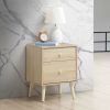 Modern Concise Decor End Side Table With 2-Drawer Nightstand