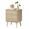 Modern Concise Decor End Side Table With 2-Drawer Nightstand