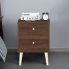 Modern Concise Decor End Side Table With 2-Drawer Nightstand