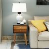 Mid-Century End Side Table Wooden Nightstand With 2 Storage Drawers