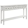 Rustic Entryway Console Table, 60" Long with two Different Size Drawers and Bottom Shelf for Storage