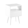 15.75" Rattan End table with drawer and solid wood legs; Modern nightstand; side table for living roon; bedroom; white