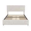 Full Size Upholstery Platform Bed with Four Drawers on Two Sides,Adjustable Headboard