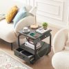 End table Side table with Charging Station; sofa side table with drawers;  bedside table for bedroom