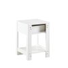 15.75" Rattan End table with drawer; Modern nightstand; side table for living roon; bedroom; white