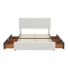 Full Size Upholstery Platform Bed with Four Drawers on Two Sides,Adjustable Headboard