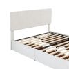 Full Size Upholstery Platform Bed with Four Drawers on Two Sides,Adjustable Headboard