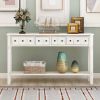 Rustic Entryway Console Table, 60" Long with two Different Size Drawers and Bottom Shelf for Storage