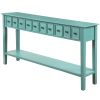 Rustic Entryway Console Table, 60" Long with two Different Size Drawers and Bottom Shelf for Storage