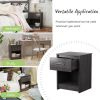 Wooden End Side Table Nightstand with Drawer Storage Shelf