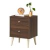 Modern Concise Decor End Side Table With 2-Drawer Nightstand