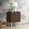 Modern Concise Decor End Side Table With 2-Drawer Nightstand