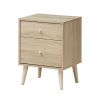 Modern Concise Decor End Side Table With 2-Drawer Nightstand