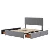 Full Size Upholstery Platform Bed with Four Drawers on Two Sides,Adjustable Headboard