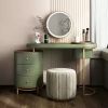 Modern Makeup Vanity Table With LED Lighted Mirror;  Dressing Table with Movable Tray Top;  4 Solid Wood Drawer;  Without Stool;  43"