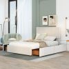 Full Size Upholstery Platform Bed with Four Drawers on Two Sides,Adjustable Headboard