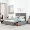 Full Size Upholstery Platform Bed with Four Drawers on Two Sides,Adjustable Headboard