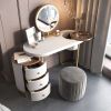 Modern Makeup Vanity Table With LED Lighted Mirror;  Dressing Table with Movable Tray Top;  4 Solid Wood Drawer;  Without Stool;  43"